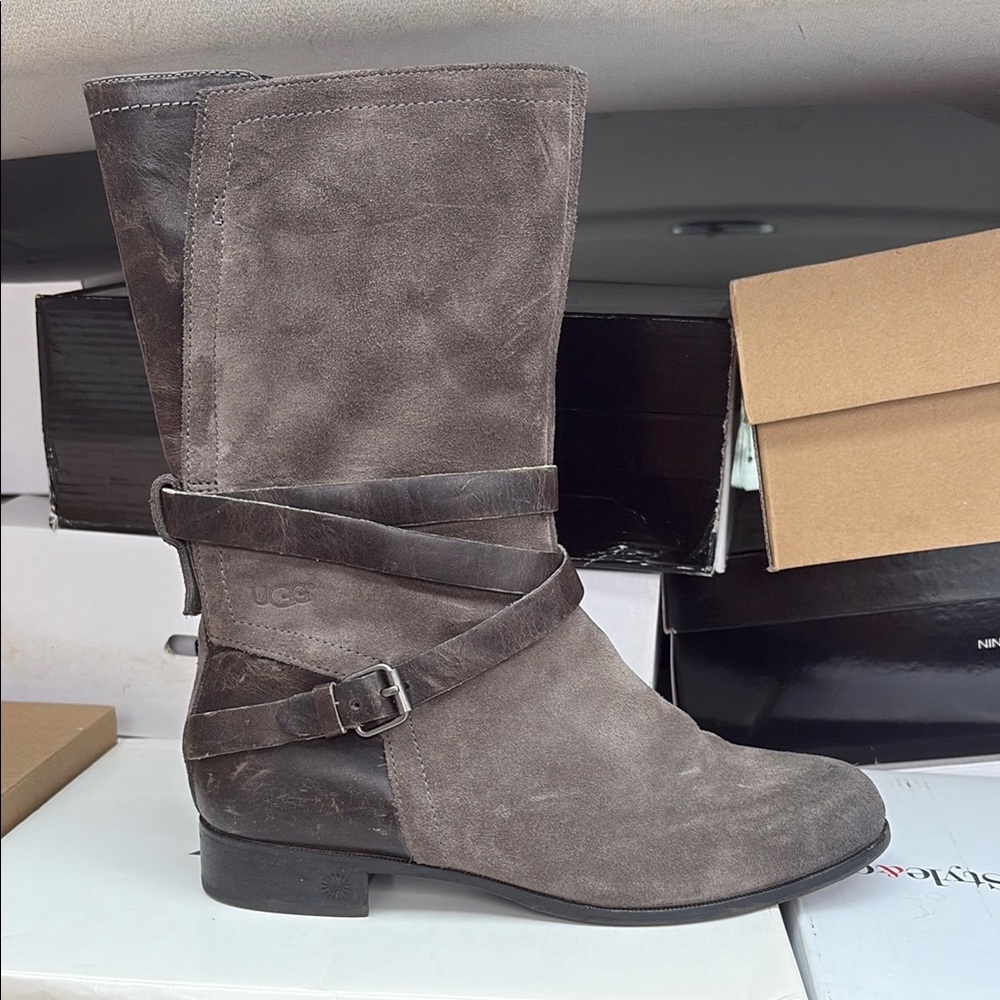 UGG Gray Winter Boots with Suede Finish